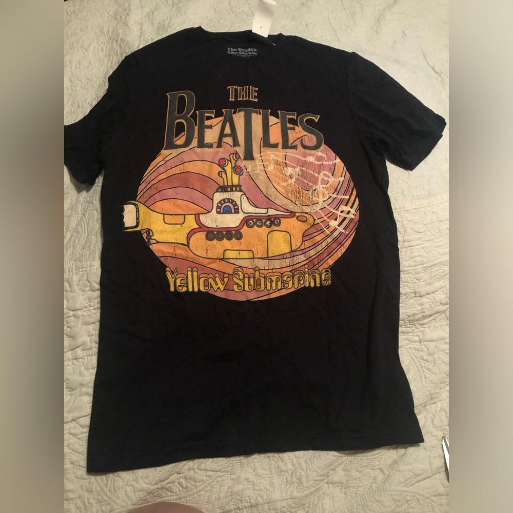 THE BEATLES Yellow Submarine Graphic Black T-Shirt S